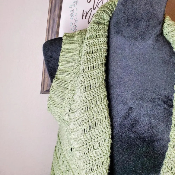 Sonoma Open Front Sweater Vest Cardigan Green Beige Size Small - Picture 12 of 12